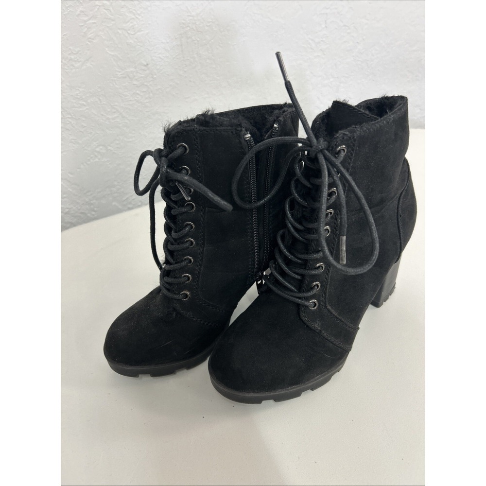 BamBoo Black High‎ Heel Suede boots 7 Goth Wednesday Addams Witchy WhimsiGoth